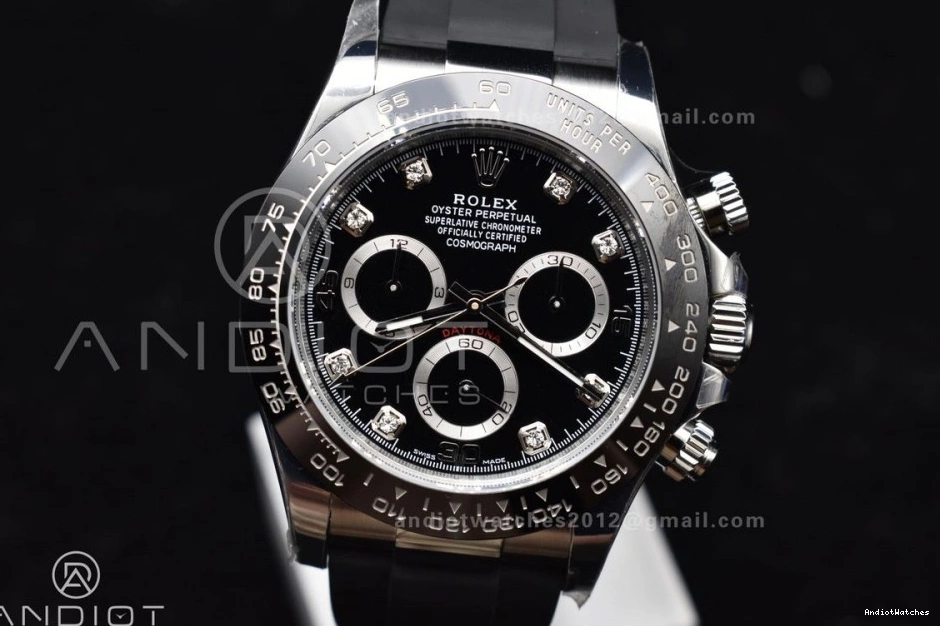 on 116519 Dial Oysterflex SA Rubber Strap BTF Best Edition Contemporary Diamonds Black 768 1:1 Daytona 0506